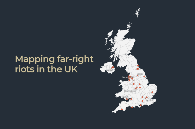 绘制英国极右翼骚乱的地图